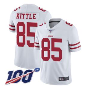 49ers #85 George Kittle White Men's Stitched Football 100th Season Vapor Limited Jersey