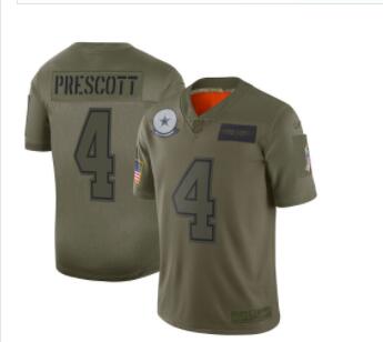 Men Dallas cowboys 4 Prescott Green Nike Olive Salute To Service Limited NFL Jerseys