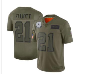 Men Dallas cowboys 21 Elliott Green Nike Olive Salute To Service Limited NFL Jerseys
