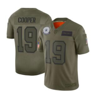 Men Dallas cowboys 19 Cooper Green Nike Olive Salute To Service Limited NFL Jerseys