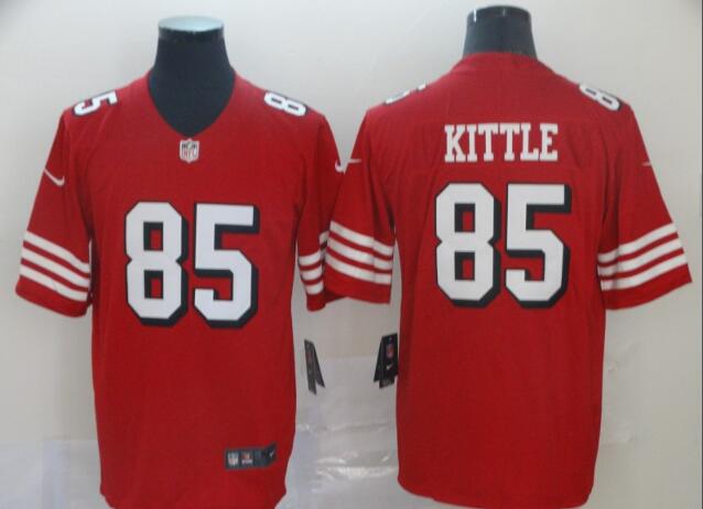 49ers #85 George Kittle Red Team Color Men's Stitched  Jersey