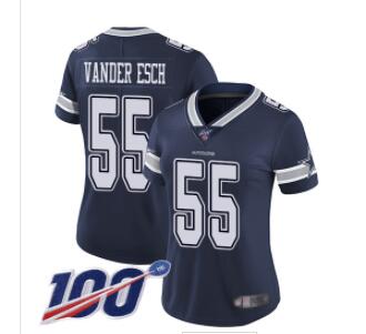 Nike Cowboys #55 Leighton Vander Esch Navy Blue Team Color Women's Stitched NFL 100th Season Vapor Limited Jersey