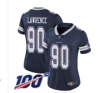 Nike Cowboys #90 Demarcus Lawrence Navy Blue Team Color Women's Stitched NFL 100th Season Vapor Limited Jersey