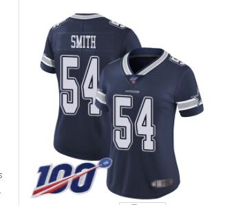 Nike Cowboys #54 Jaylon Smith Navy Blue Team Color Women's Stitched NFL 100th Season Vapor Limited Jersey