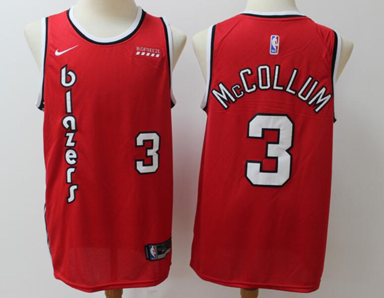 Men Blazers #3 C.J. McCollum Red Basketball Jersey