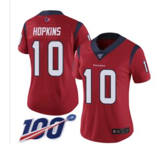 Nike Texans #10 DeAndre Hopkins Red Alternate Women's Stitched NFL 100th Season Vapor Limited Jersey