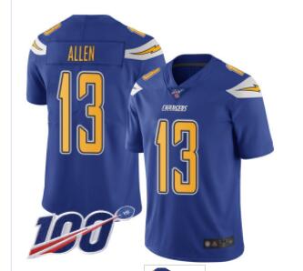 Nike Chargers #13 Keenan Allen Electric Blue Men's Stitched NFL Limited Rush 100th Season Jersey for Men