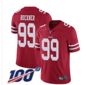 Nike 49ers #99 DeForest Buckner Red Team Color Men's Stitched NFL 100th Season Vapor Limited Jersey