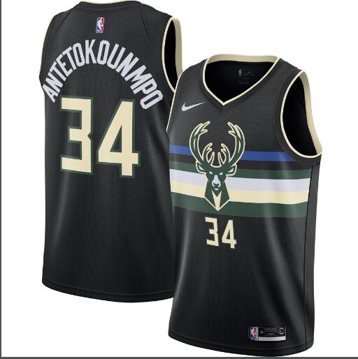 men's bucks giannis antetokounmpo black  city edition jersey