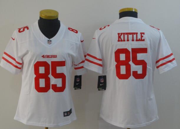 Women Nike San Francisco 49ers 85 George Kittle White Vapor Untouchable Limited Jersey