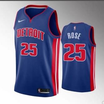 2019 Men's Detroit Pistons Derrick Rose Blue #25 Men Jersey