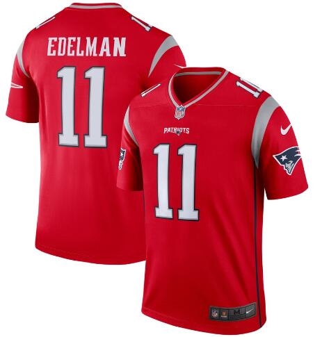 Nike Patriots 11 Julian Edelman  Red  men's Stitched NFL Limited Inverted Legend  Jersey