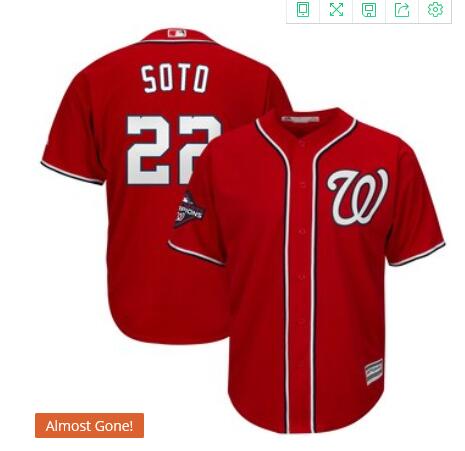 Men's Washington Nationals Juan Soto Majestic Red 2019 World Series Champions Alternate Big & Tall Cool Base Player Jersey