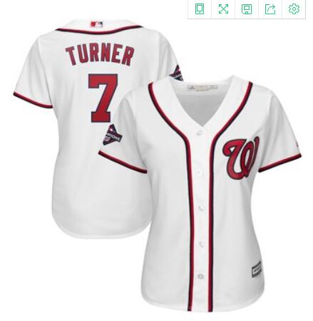 Women's Washington Nationals Trea Turner Majestic White 2019 World Series Champions Home Cool Base Patch Player Jersey