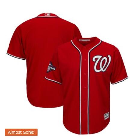 Men's Washington Nationals Majestic Red 2019 World Series Champions Alternate Big & Tall Cool Base Jersey