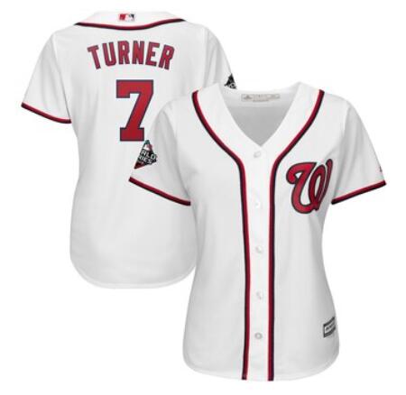 Women's Washington Nationals Trea Turner Majestic White 2019 World Series Bound Official Cool Base Player Jersey