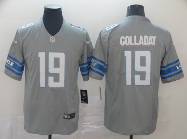 Lions #19 Kenny Golladay Gray Men's Stitched Jersey
