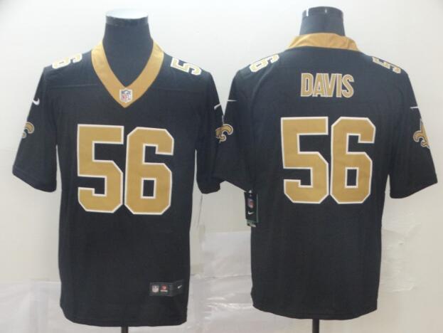 Men's New Orleans Saints 56 DeMario Davis Black Color Stitched Jersey