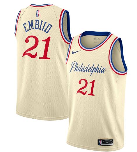 19-20 New Men Philadelphia 76ers #21 Joel Embiid  Jersey City Editon