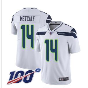 Nike Seahawks #14 D.K. Metcalf White Men's Stitched NFL 100th Season Vapor Limited Jersey