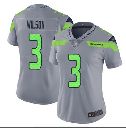 Seahawks #3 Russell Wilson Gray Women's Stitched Football Limited Inverted Legend Jersey