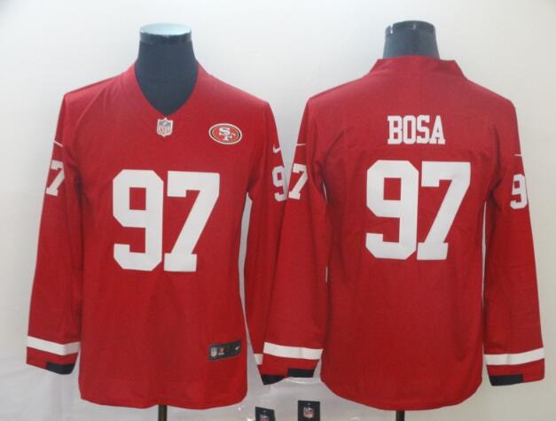 49ers #97 Nick Bosa Red Team Color Long Sleeves Jersey