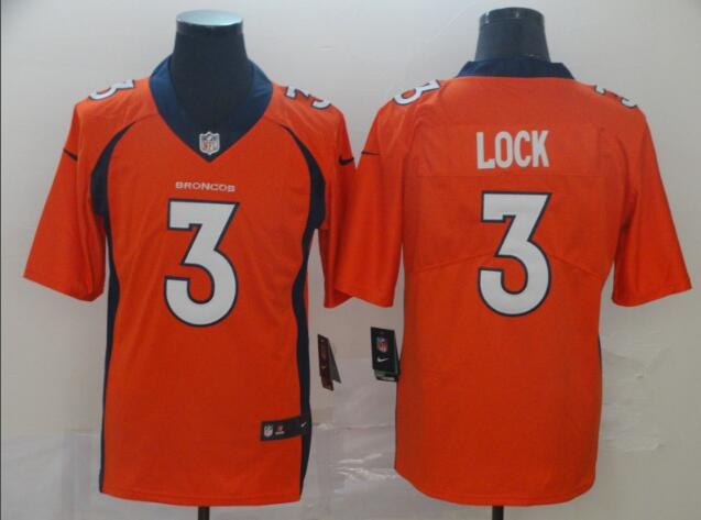 Broncos #3 Drew Lock Orange Team Color Men's Stitched Football  Jersey