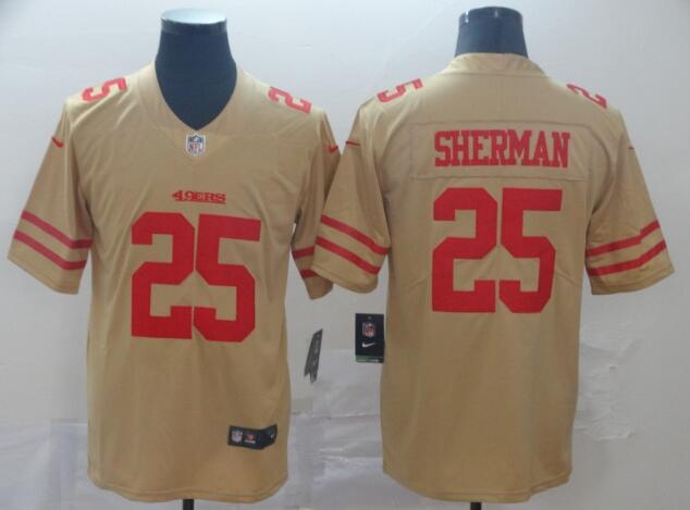 Nike 49ers #25 Richard Sherman Gold Men's Stitched NFL Limited Inverted Legend  Jersey