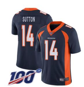 Nike Broncos #14 Courtland Sutton Navy Blue Alternate Men's Stitched NFL 100th Season Vapor Limited Jersey