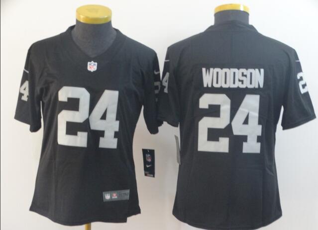 Nike Oakland Raiders #24 Charles Woodson Women Jersey
