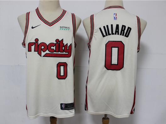 Men New NBA Portland Trail Blazers #0 Damian Lillard Jersey -City Edition With Sponsor Patch