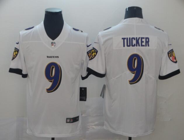 Men New Nike Baltimore Ravens 9 Tucker White Stitched Jersey