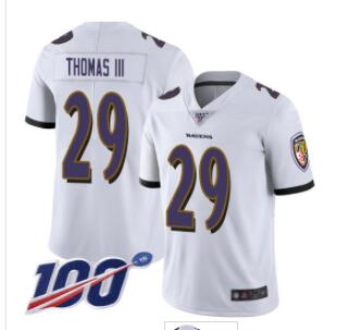 Nike Ravens #29 Earl Thomas III White Men's Stitched NFL 100th Season Vapor Limited Jersey