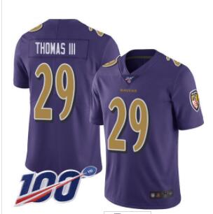 Nike Ravens #29 Earl Thomas III Purple Men's Stitched NFL Limited Rush 100th Season Jersey