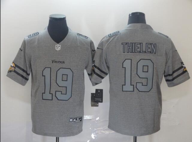 Gray Vikings #19 Adam Thielen Fashion Jersey for MEN