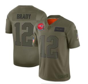 Men New England Patriots 12 Brady Green Nike Olive Salute To Service Limited NFL Jerseys