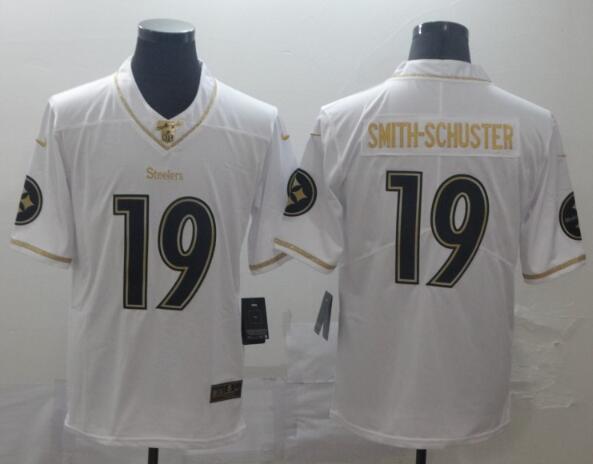 Men's Pittsburgh Steelers #19 JuJu Smith-Schuster  Golden Edition Jersey - White