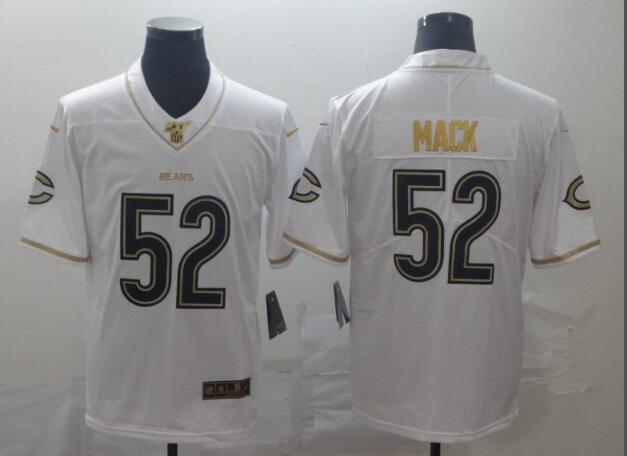 Men's Chicago Bears #52 Khalil Mack  Golden Edition Jersey - White