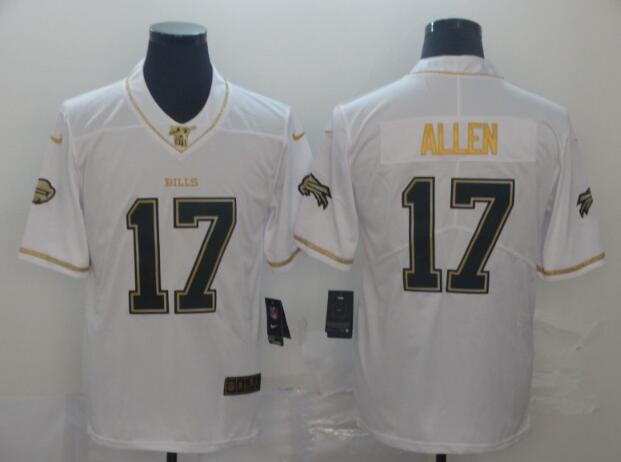 Men's Buffalo Bills #17 Josh Allen  Golden Edition Jersey - White