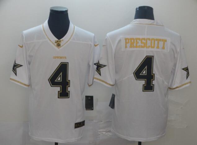 Men's Cowboys Dak Prescott  Golden Edition Jersey - White