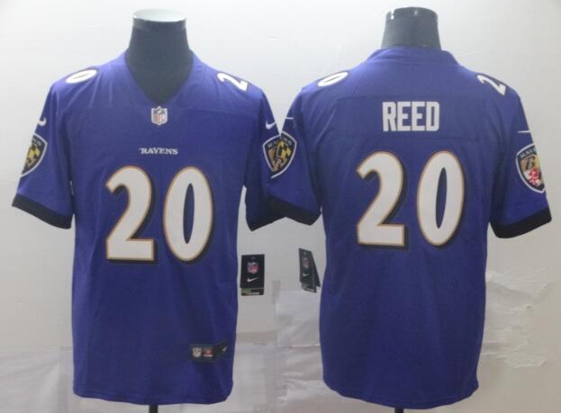 Men's Baltimore Ravens Ed Reed 20 Stitched Jersey Purple