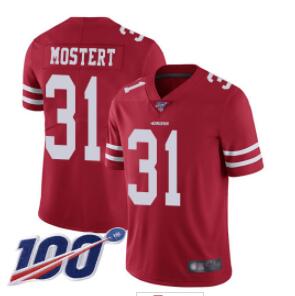 Men's San Francisco 49ers Red Limited #31 Raheem Mostert Football Home 100th Season Vapor Untouchable Jersey