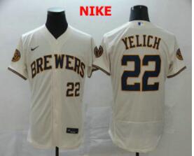 Men's Milwaukee Brewers #22 Christian Yelich Cream Stitched MLB Flex Base Nike Jersey