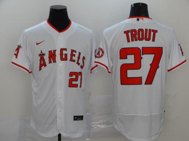 New Nike Men's Los Angeles Angels of Anaheim 27 Mike Trout White Stitched Jersey