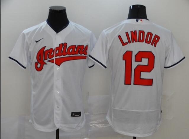 Nike White Indians #12 Francisco Lindor  Stitched Men Baseball Jersey