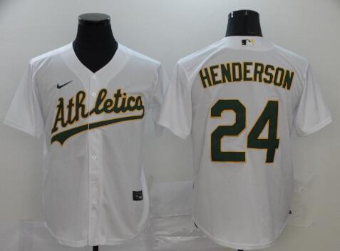 Men's Oakland Athletics #24 Rickey Henderson White Stitched MLB Cool Base Nike Jersey