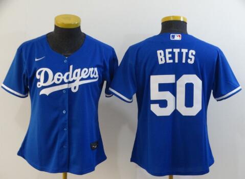 Women Los Angeles Dodgers #50 Mookie Betts Stitched Jersey
