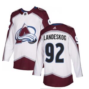 Men's Colorado Avalanche #92 Gabriel Landeskog Adidas White Away Authentic NHL Jersey