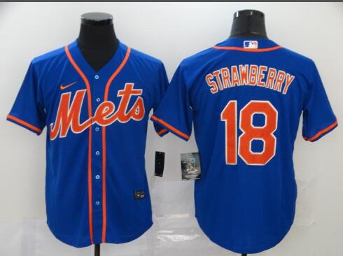 Men's New York Mets #18 Darryl Strawberry blue Stitched MLB  Nike Jersey