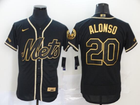 New York Mets Men #20 Pete Alonso Black Stitched MLB Cool Base Nike Jersey